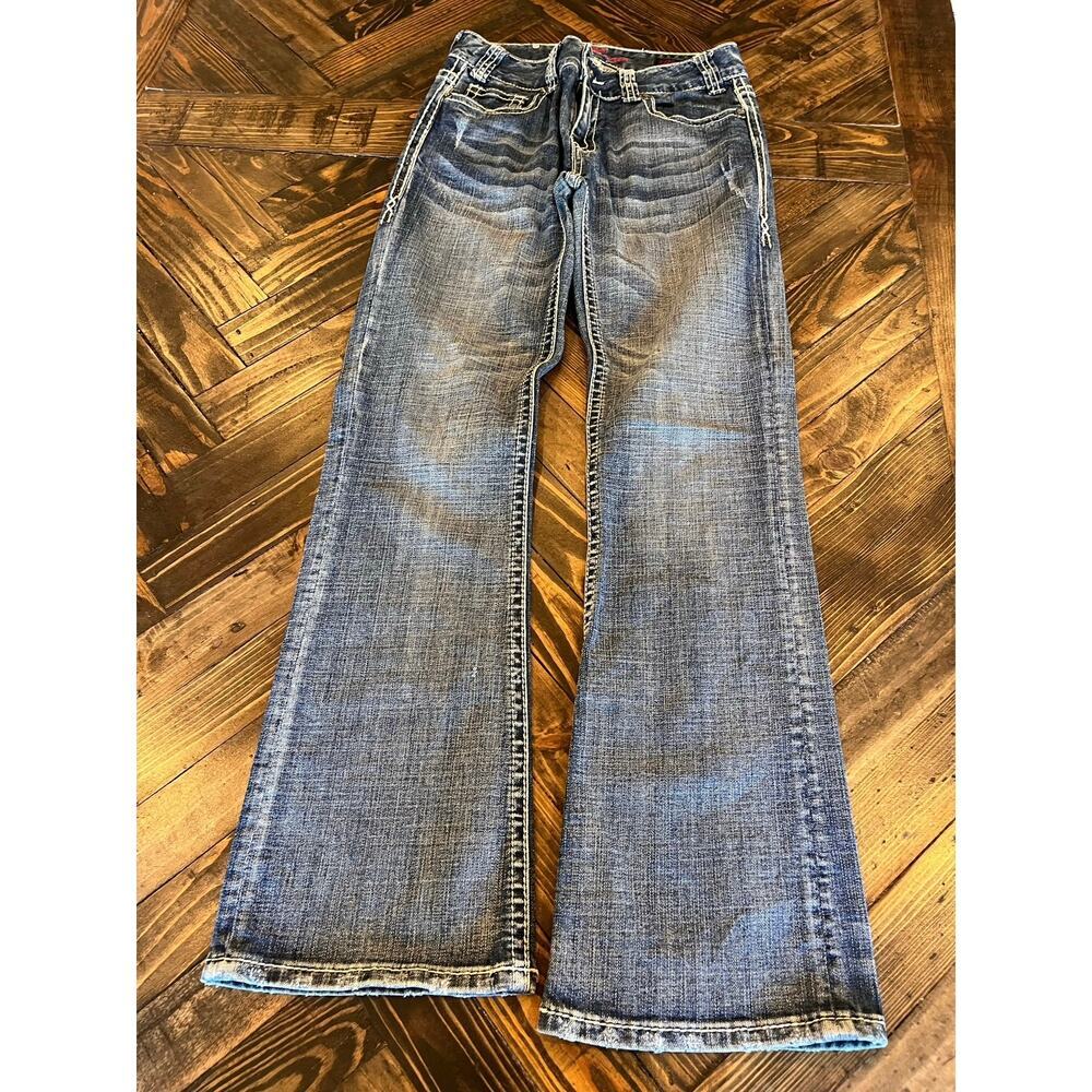 Rock & Roll Cowgirl Jeans Women 28x32 Rhinestones Y2K Thick Stitch Western